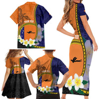 Personalised PNG Niu Ailan Family Matching Short Sleeve Bodycon Dress and Hawaiian Shirt Papua New Guinea Plumeria Melanesian Pattern LT14 - Polynesian Pride