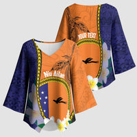 Personalised PNG Niu Ailan Kimono Sleeve Blouse Papua New Guinea Plumeria Melanesian Pattern LT14 - Polynesian Pride