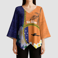 Personalised PNG Niu Ailan Kimono Sleeve Blouse Papua New Guinea Plumeria Melanesian Pattern LT14 - Polynesian Pride