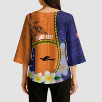 Personalised PNG Niu Ailan Kimono Sleeve Blouse Papua New Guinea Plumeria Melanesian Pattern LT14 - Polynesian Pride