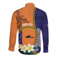 Personalised PNG Niu Ailan Long Sleeve Button Shirt Papua New Guinea Plumeria Melanesian Pattern LT14 - Polynesian Pride