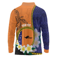 Personalised PNG Niu Ailan Long Sleeve Polo Shirt Papua New Guinea Plumeria Melanesian Pattern LT14 - Polynesian Pride