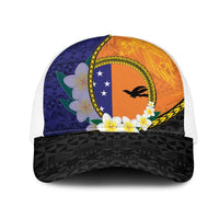 PNG Niu Ailan Mesh Trucker Cap Papua New Guinea Plumeria Melanesian Pattern - Polynesian Pride