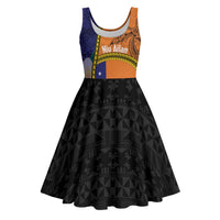 Personalised PNG Niu Ailan Midi Dress Papua New Guinea Plumeria Melanesian Pattern LT14 Orange - Polynesian Pride