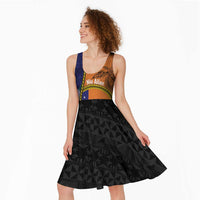 Personalised PNG Niu Ailan Midi Dress Papua New Guinea Plumeria Melanesian Pattern LT14 - Polynesian Pride
