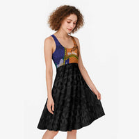 Personalised PNG Niu Ailan Midi Dress Papua New Guinea Plumeria Melanesian Pattern LT14 - Polynesian Pride