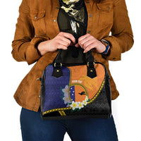 Personalised PNG Niu Ailan Shoulder Handbag Papua New Guinea Plumeria Melanesian Pattern - Polynesian Pride