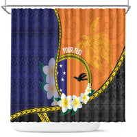 Personalised PNG Niu Ailan Shower Curtain Papua New Guinea Plumeria Melanesian Pattern LT14 Orange - Polynesian Pride