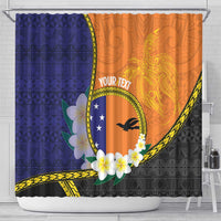 Personalised PNG Niu Ailan Shower Curtain Papua New Guinea Plumeria Melanesian Pattern LT14 - Polynesian Pride