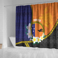 Personalised PNG Niu Ailan Shower Curtain Papua New Guinea Plumeria Melanesian Pattern LT14 - Polynesian Pride