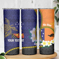Personalised PNG Niu Ailan Skinny Tumbler Papua New Guinea Plumeria Melanesian Pattern LT14 - Polynesian Pride