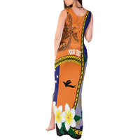 Personalised PNG Niu Ailan Tank Maxi Dress Papua New Guinea Plumeria Melanesian Pattern LT14 - Polynesian Pride