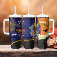 Personalised PNG Niu Ailan Tumbler With Handle Papua New Guinea Plumeria Melanesian Pattern LT14 - Polynesian Pride