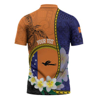Personalised PNG Niu Ailan Zipper Polo Shirt Papua New Guinea Plumeria Melanesian Pattern LT14 - Polynesian Pride