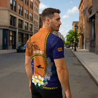 Personalised PNG Niu Ailan Zipper Polo Shirt Papua New Guinea Plumeria Melanesian Pattern LT14 - Polynesian Pride