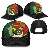 PNG Simbu Provins Baseball Net Cap Papua New Guinea Plumeria Melanesian Pattern - Polynesian Pride