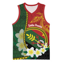 Personalised PNG Simbu Provins Basketball Jersey Papua New Guinea Plumeria Melanesian Pattern LT14 Unisex Green - Polynesian Pride