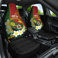 Personalised PNG Simbu Provins Car Seat Cover Papua New Guinea Plumeria Melanesian Pattern LT14 One Size Green - Polynesian Pride