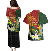 Personalised PNG Simbu Provins Couples Matching Puletasi and Hawaiian Shirt Papua New Guinea Plumeria Melanesian Pattern LT14 - Polynesian Pride