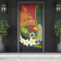 Personalised PNG Simbu Provins Door Cover Papua New Guinea Plumeria Melanesian Pattern LT14 - Polynesian Pride