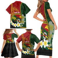 Personalised PNG Simbu Provins Family Matching Short Sleeve Bodycon Dress and Hawaiian Shirt Papua New Guinea Plumeria Melanesian Pattern LT14 - Polynesian Pride