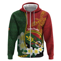Personalised PNG Simbu Provins Hoodie Papua New Guinea Plumeria Melanesian Pattern LT14 Zip Hoodie Green - Polynesian Pride