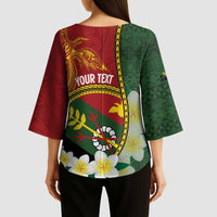 Personalised PNG Simbu Provins Kimono Sleeve Blouse Papua New Guinea Plumeria Melanesian Pattern LT14 - Polynesian Pride
