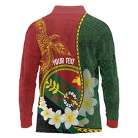 Personalised PNG Simbu Provins Long Sleeve Polo Shirt Papua New Guinea Plumeria Melanesian Pattern LT14 - Polynesian Pride