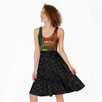 Personalised PNG Simbu Provins Midi Dress Papua New Guinea Plumeria Melanesian Pattern LT14 - Polynesian Pride