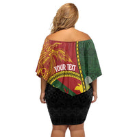 Personalised PNG Simbu Provins Off Shoulder Short Dress Papua New Guinea Plumeria Melanesian Pattern LT14 - Polynesian Pride