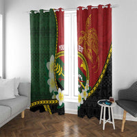 Personalised PNG Simbu Provins Window Curtain Papua New Guinea Plumeria Melanesian Pattern - Polynesian Pride