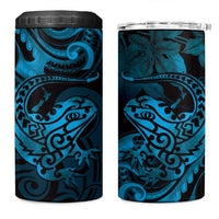 New Zealand Tuatara 4 in 1 Can Cooler Tumbler Aotearoa Maori Clematis Flowers - Blue LT14 One Size: 16 oz Blue - Polynesian Pride