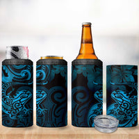New Zealand Tuatara 4 in 1 Can Cooler Tumbler Aotearoa Maori Clematis Flowers - Blue LT14 - Polynesian Pride