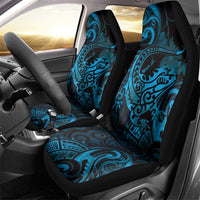 New Zealand Tuatara Car Seat Cover Aotearoa Maori Clematis Flowers - Blue LT14 - Polynesian Pride