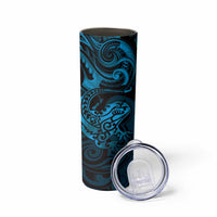 New Zealand Tuatara Skinny Tumbler Aotearoa Maori Clematis Flowers - Blue LT14 - Polynesian Pride