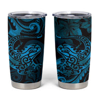New Zealand Tuatara Tumbler Cup Aotearoa Maori Clematis Flowers - Blue LT14 Blue - Polynesian Pride