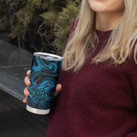 New Zealand Tuatara Tumbler Cup Aotearoa Maori Clematis Flowers - Blue LT14 - Polynesian Pride