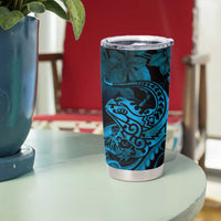 New Zealand Tuatara Tumbler Cup Aotearoa Maori Clematis Flowers - Blue LT14 - Polynesian Pride