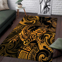 New Zealand Tuatara Area Rug Aotearoa Maori Clematis Flowers - Gold LT14 Gold - Polynesian Pride