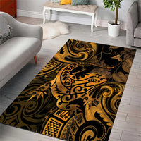 New Zealand Tuatara Area Rug Aotearoa Maori Clematis Flowers - Gold LT14 - Polynesian Pride