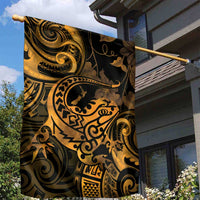 New Zealand Tuatara Garden Flag Aotearoa Maori Clematis Flowers - Gold LT14 - Polynesian Pride