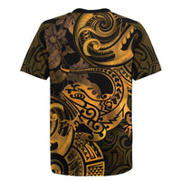 New Zealand Tuatara Rugby Jersey Aotearoa Maori Clematis Flowers - Gold LT14 - Polynesian Pride