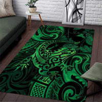 New Zealand Tuatara Area Rug Aotearoa Maori Clematis Flowers - Green LT14 Green - Polynesian Pride