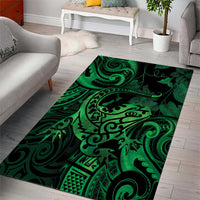 New Zealand Tuatara Area Rug Aotearoa Maori Clematis Flowers - Green LT14 - Polynesian Pride