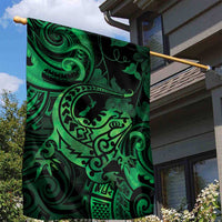 New Zealand Tuatara Garden Flag Aotearoa Maori Clematis Flowers - Green LT14 - Polynesian Pride