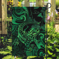 New Zealand Tuatara Garden Flag Aotearoa Maori Clematis Flowers - Green LT14 Garden Flag Green - Polynesian Pride