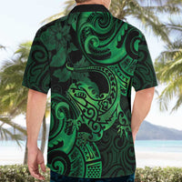 New Zealand Tuatara Hawaiian Shirt Aotearoa Maori Clematis Flowers - Green LT14 - Polynesian Pride