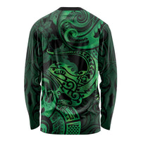New Zealand Tuatara Long Sleeve Shirt Aotearoa Maori Clematis Flowers - Green LT14 - Polynesian Pride