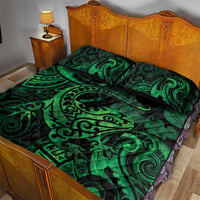 New Zealand Tuatara Quilt Bed Set Aotearoa Maori Clematis Flowers - Green LT14 - Polynesian Pride