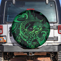 New Zealand Tuatara Spare Tire Cover Aotearoa Maori Clematis Flowers - Green LT14 Green - Polynesian Pride